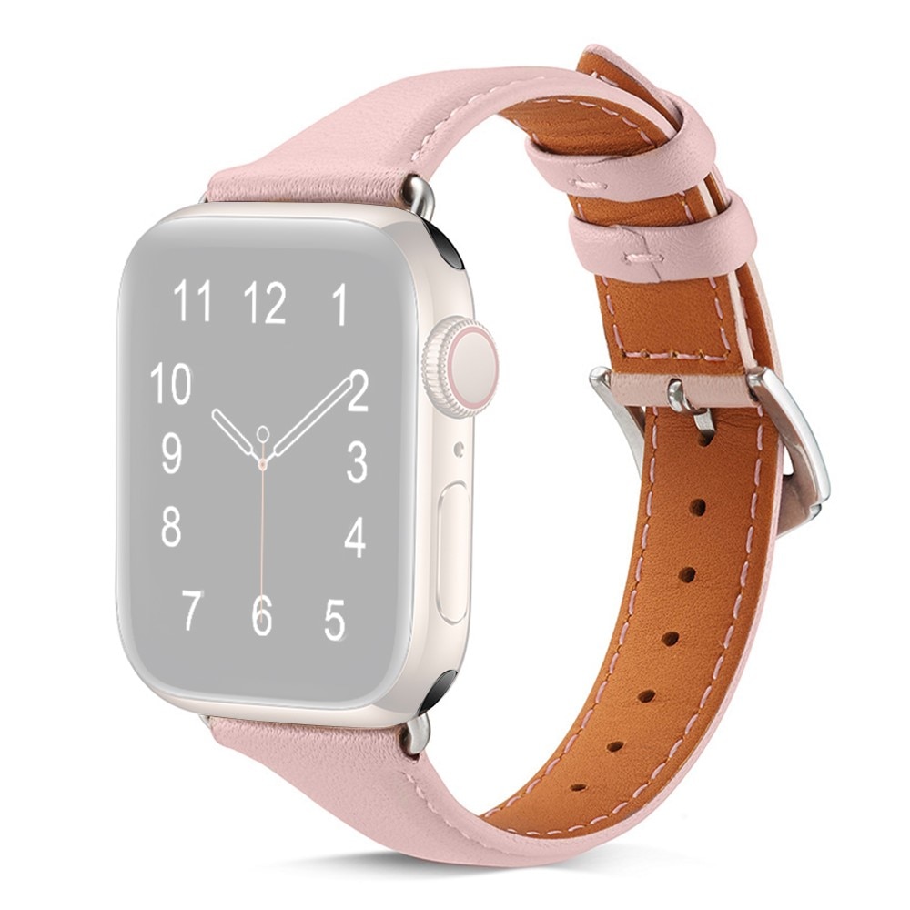 Apple Watch 41mm Series 9 Slim Lederarmband rosa