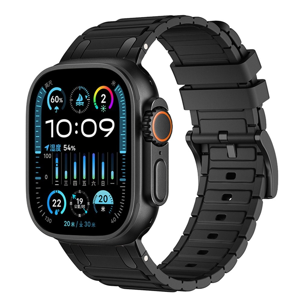 Apple Watch Series 8 45mm Tough Silicone Strap, Schwarz