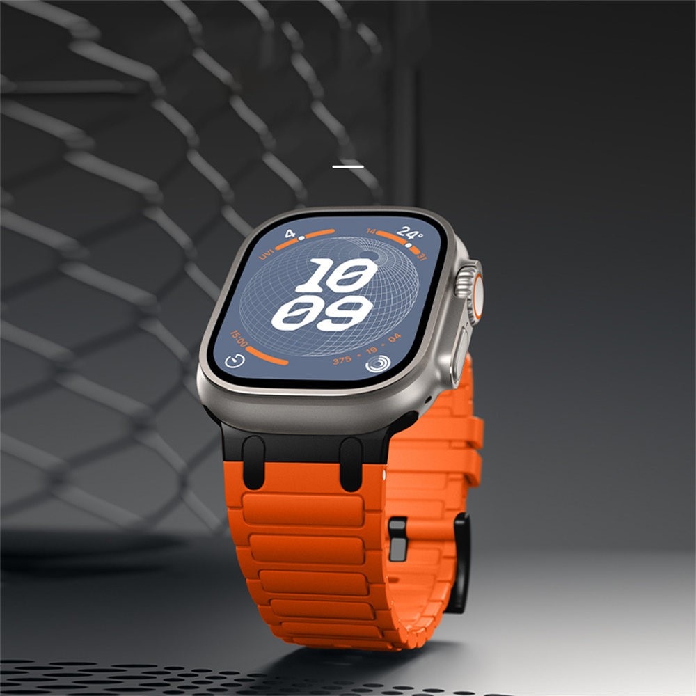 Apple Watch Series 4-6 44mm Tough Silicone Strap, Dunkelgrün