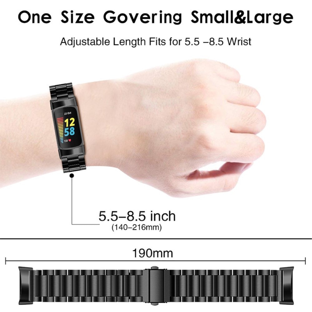 Fitbit Charge 5 Armband aus Schwarz Stahl