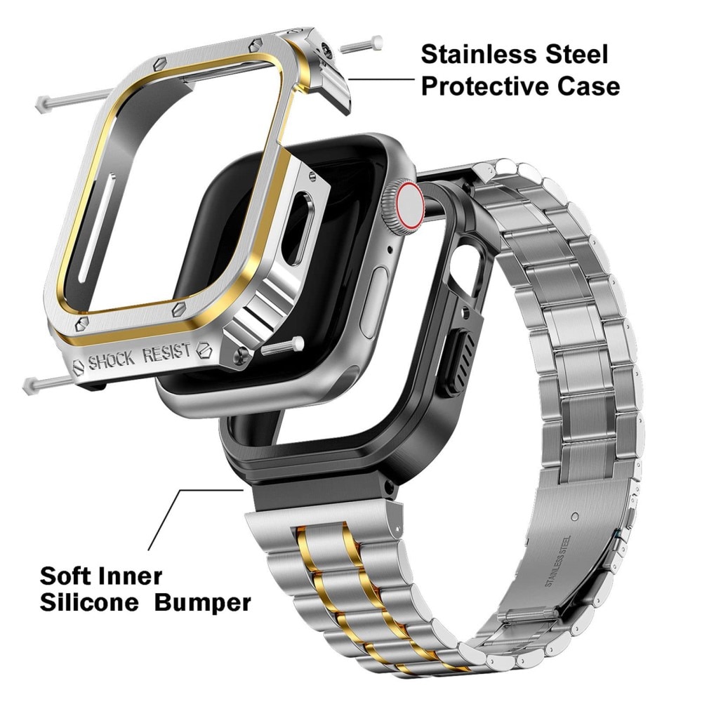 Apple Watch SE 44mm Full Metal Armband silber/gold