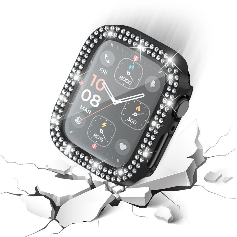 Full Cover Case Rhinestone Apple Watch Series 4-6 44mm schwarz