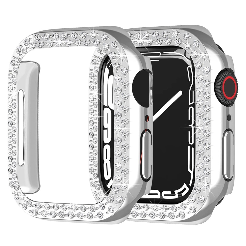 Apple Watch 45mm Series 8 Rhinestone Hardcover Silber