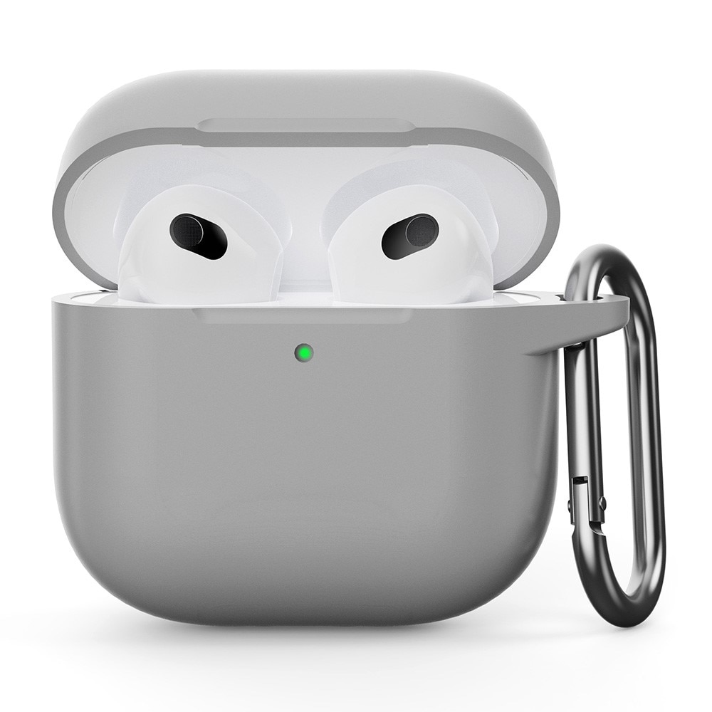 Apple AirPods 4 Silikonhülle mit Karabiner-Ring grau