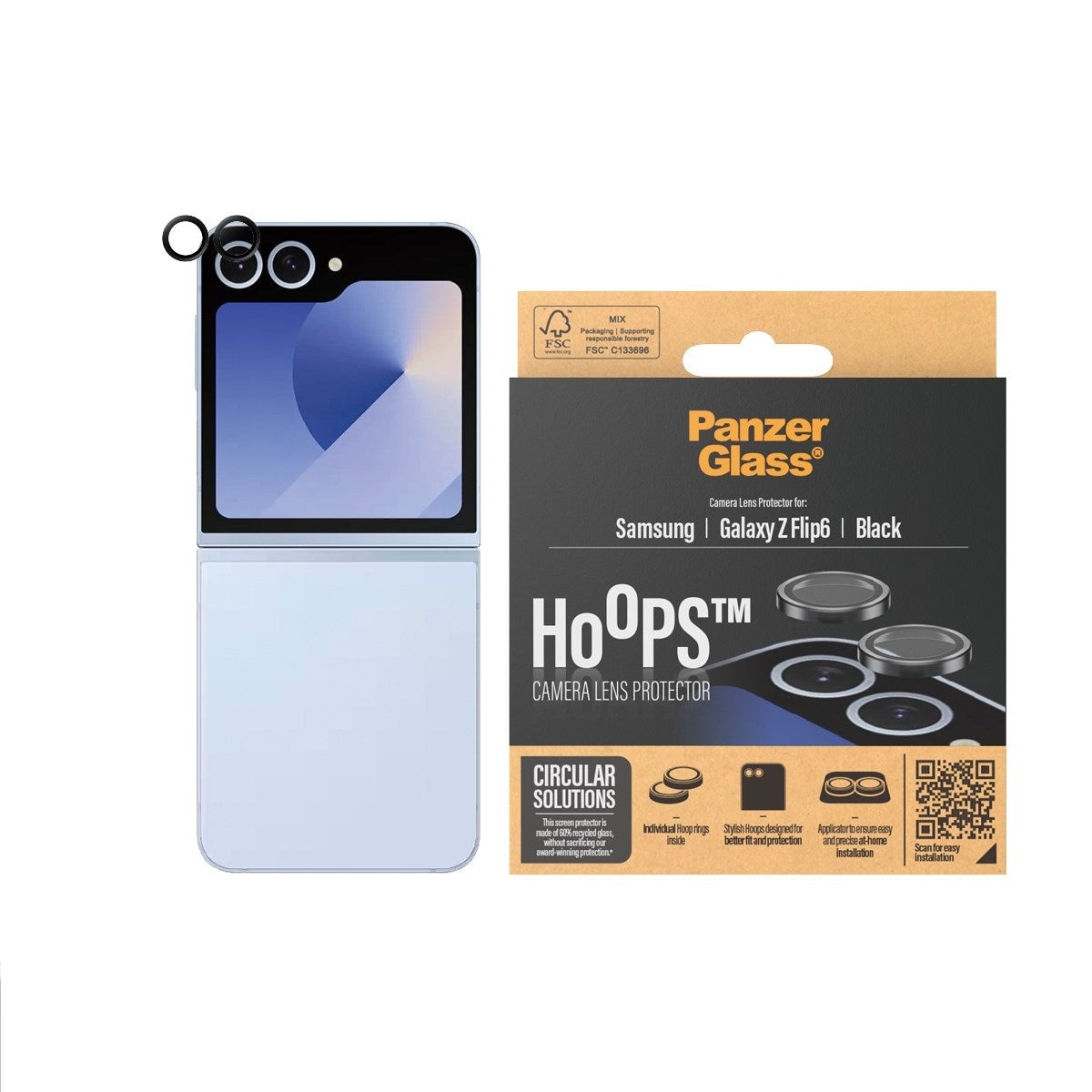 Samsung Galaxy Z Flip 6 Hoops Camera Lens Protector Schwarz