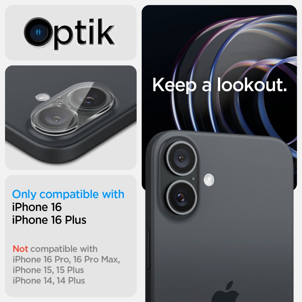 Optik Lens Protector (2-pack) iPhone 16 Plus Clear