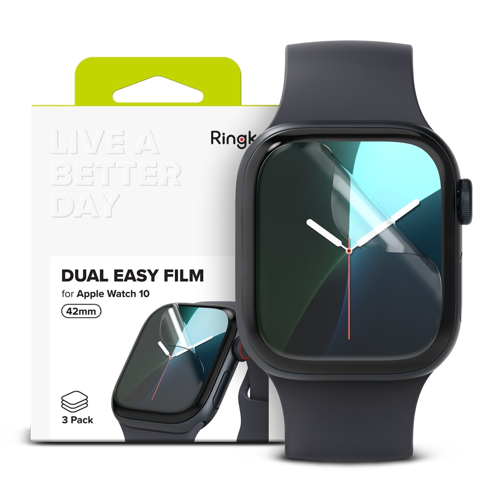 Dual Easy Screen Protector 3 Stuck Apple Watch Series 10 42mm