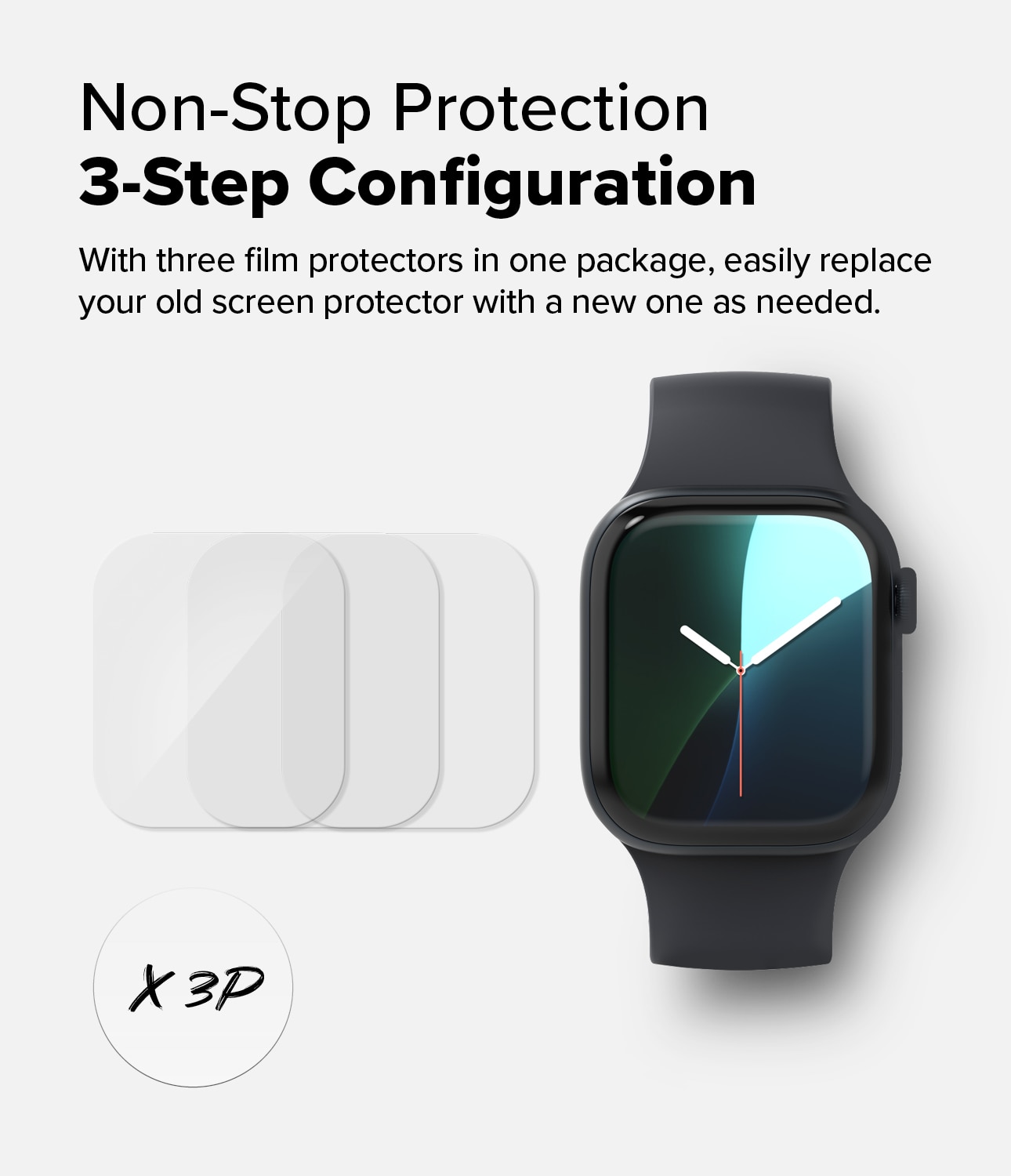 Dual Easy Screen Protector 3 Stuck Apple Watch Series 10 46mm