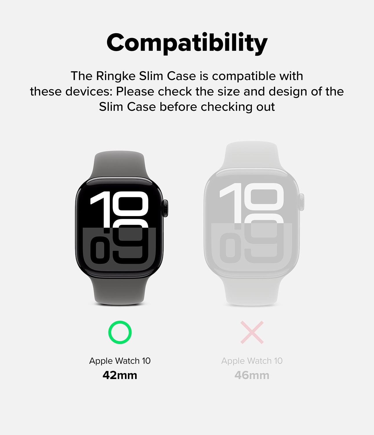 Slim Case (2 Stück) Apple Watch Series 10 42mm Dark Gray & Clear