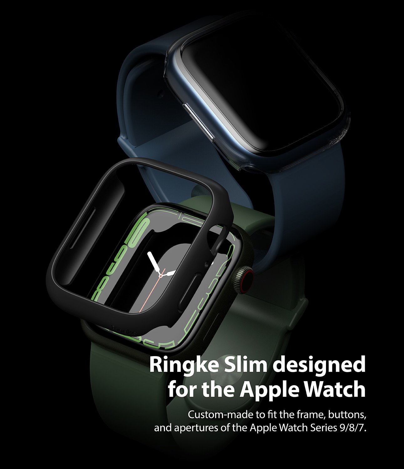 Slim Case (2 Stück) Apple Watch 45mm Series 9 Matte Black & Clear