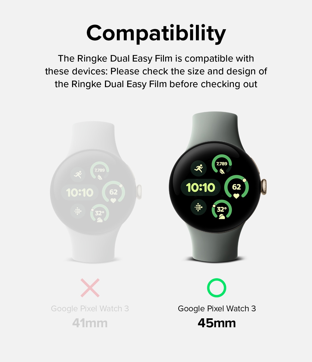 Dual Easy Screen Protector (3 Stück) Google Pixel Watch 3 45mm