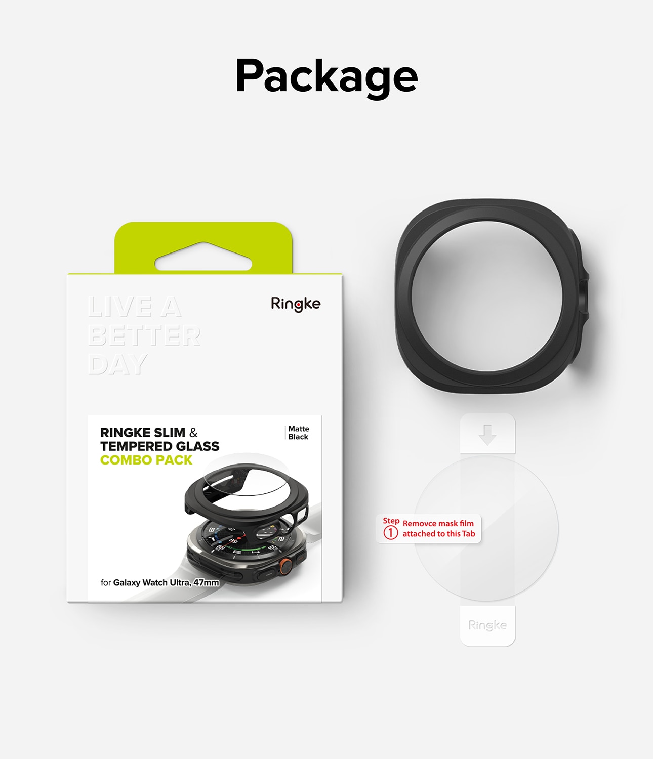 Slim Case+Glass Combo Samsung Galaxy Watch Ultra 47mm Matte Black