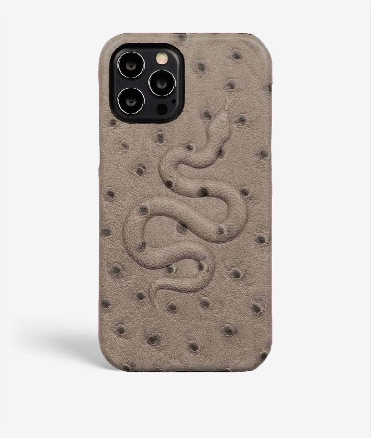 iPhone 13 Pro Max Hülle Snake Ostrich Grey