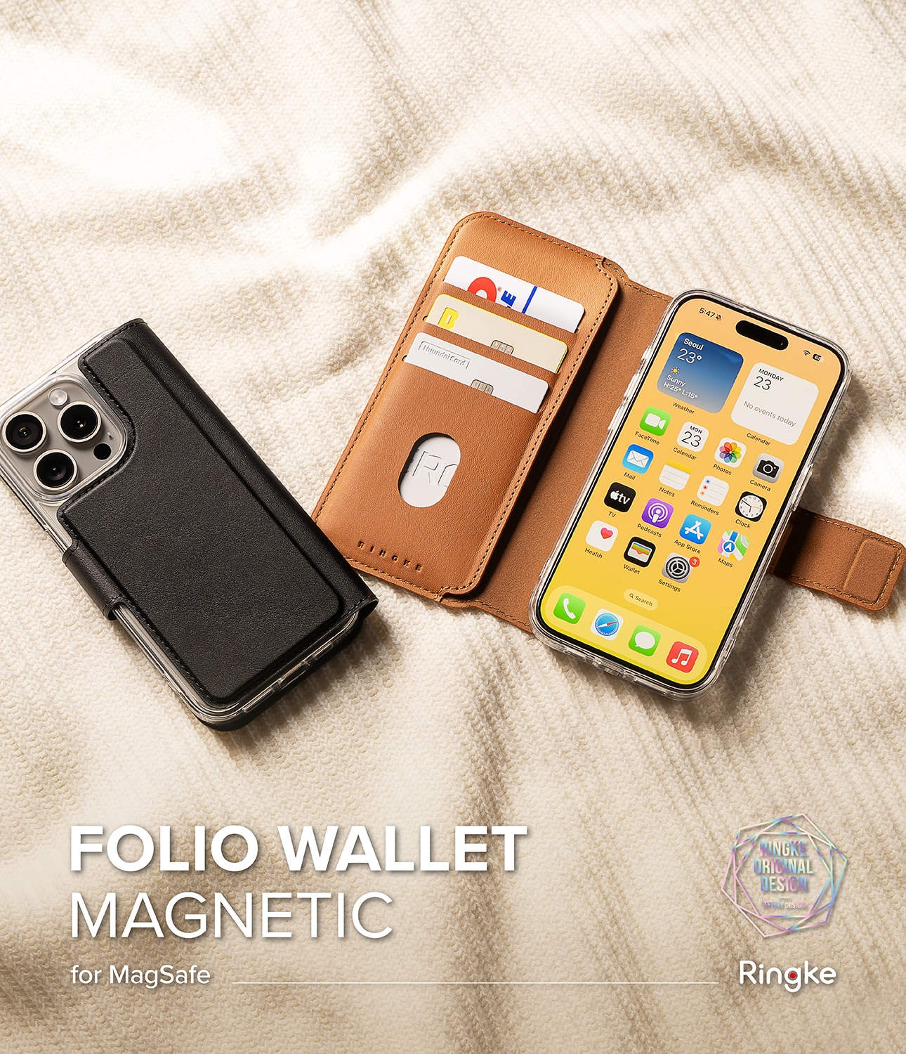 iPhone 16 Plus Folio Wallet Magnetic Black