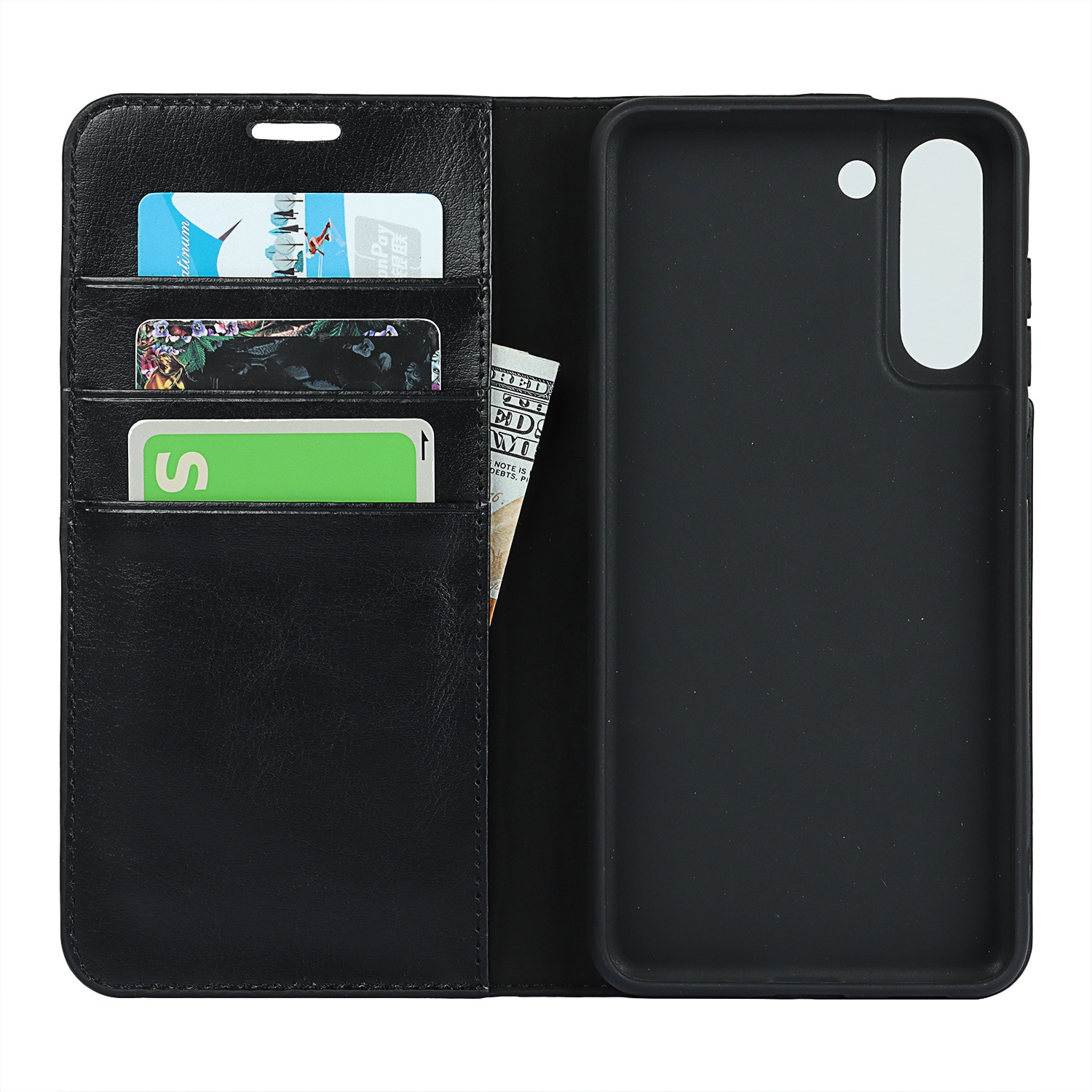 Samsung Galaxy S21 Handytasche aus Echtem Leder Schwarz