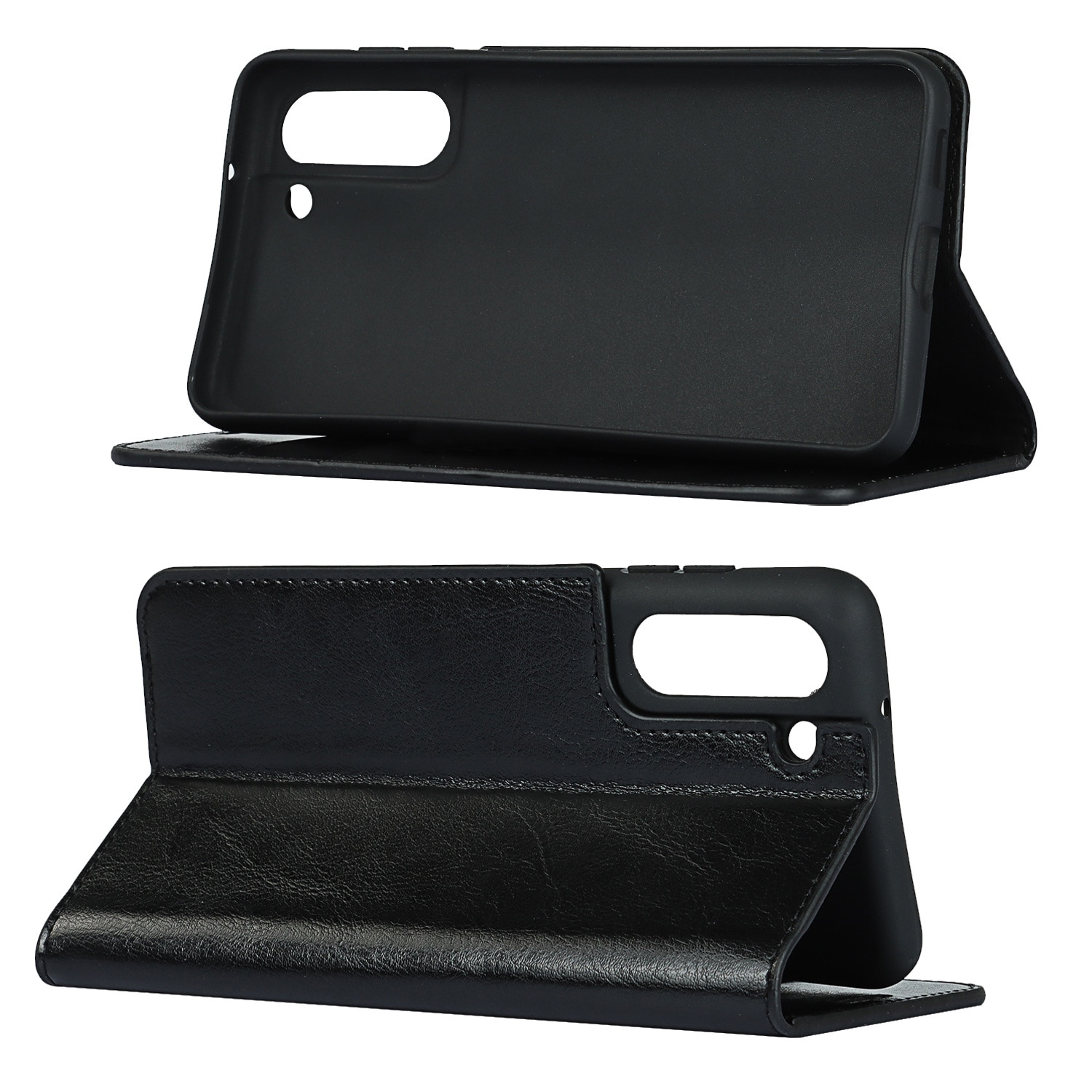 Samsung Galaxy S21 Handytasche aus Echtem Leder Schwarz