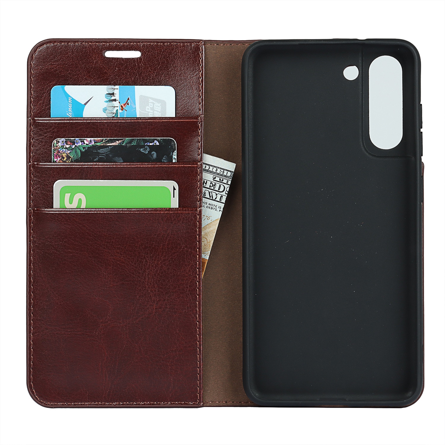 Samsung Galaxy S21 Handytasche aus Echtem Leder dunkelbraun