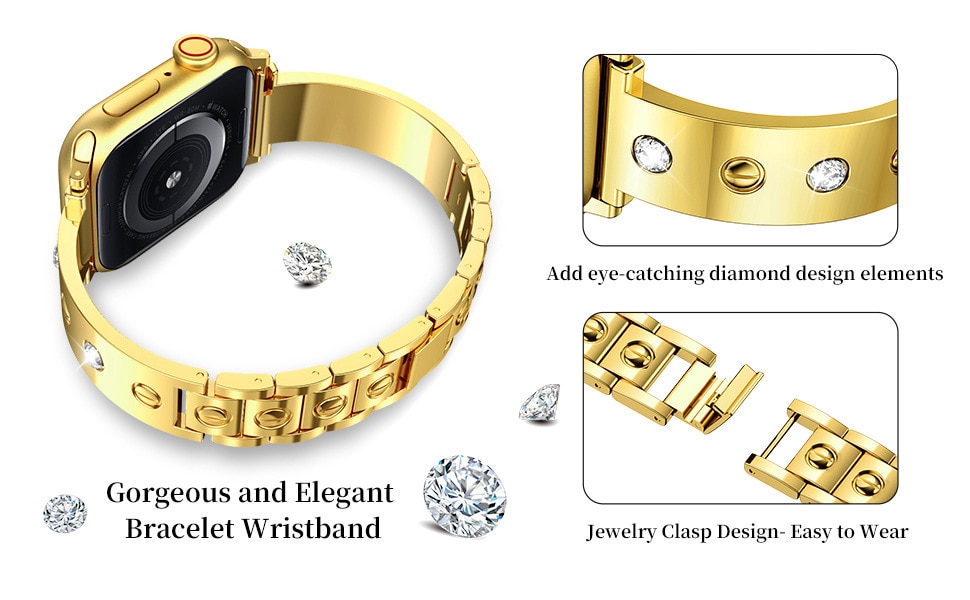 Bangle Diamond Bracelet Apple Watch 41mm Series 9 gold