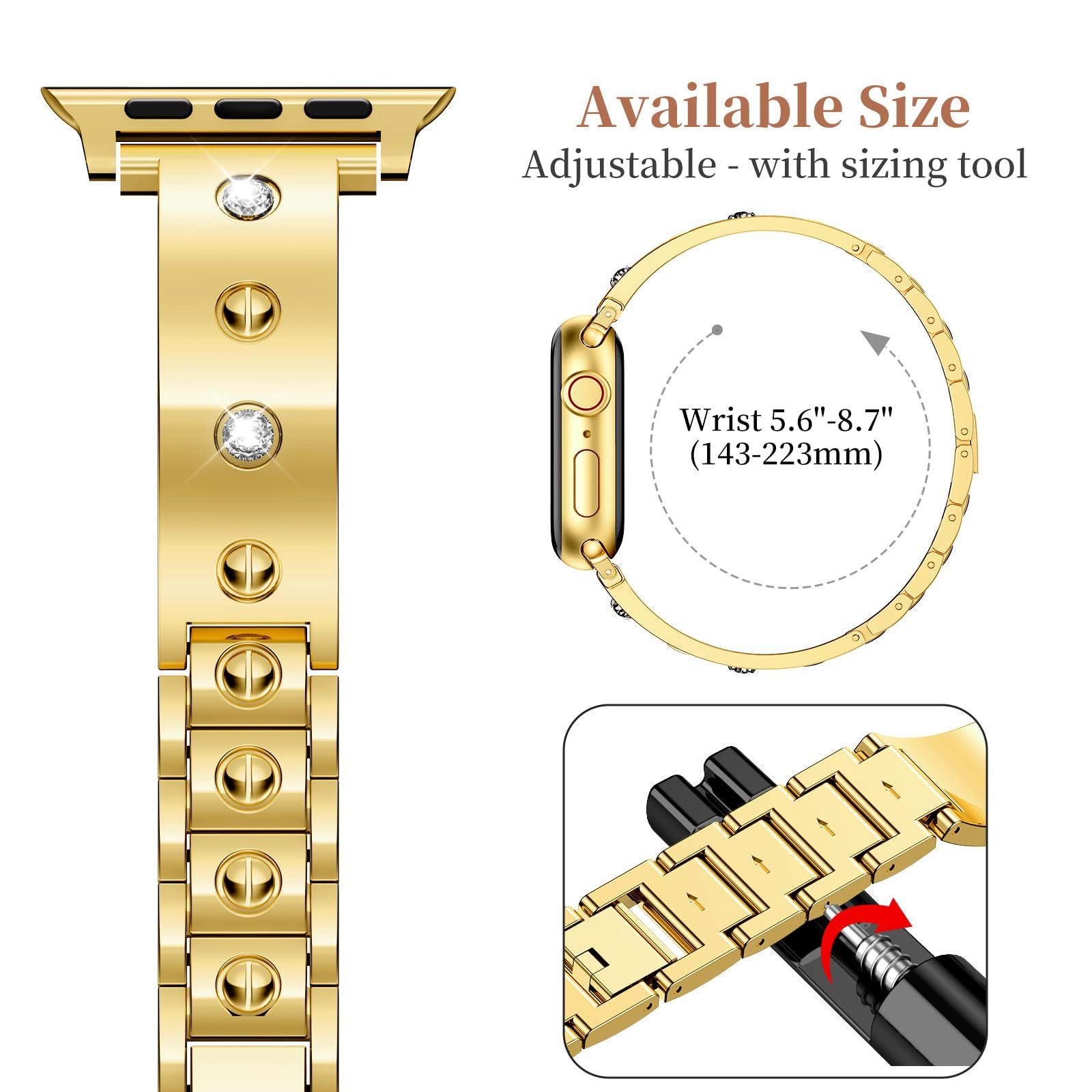 Bangle Diamond Bracelet Apple Watch 41mm Series 9 gold