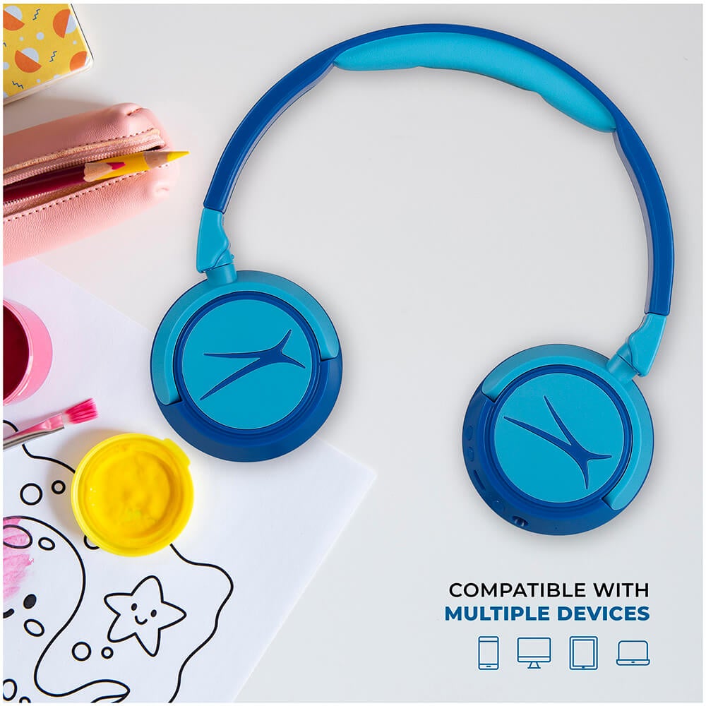 Kabellose On-Ear Kinderkopfhörer 2-in-1 blau