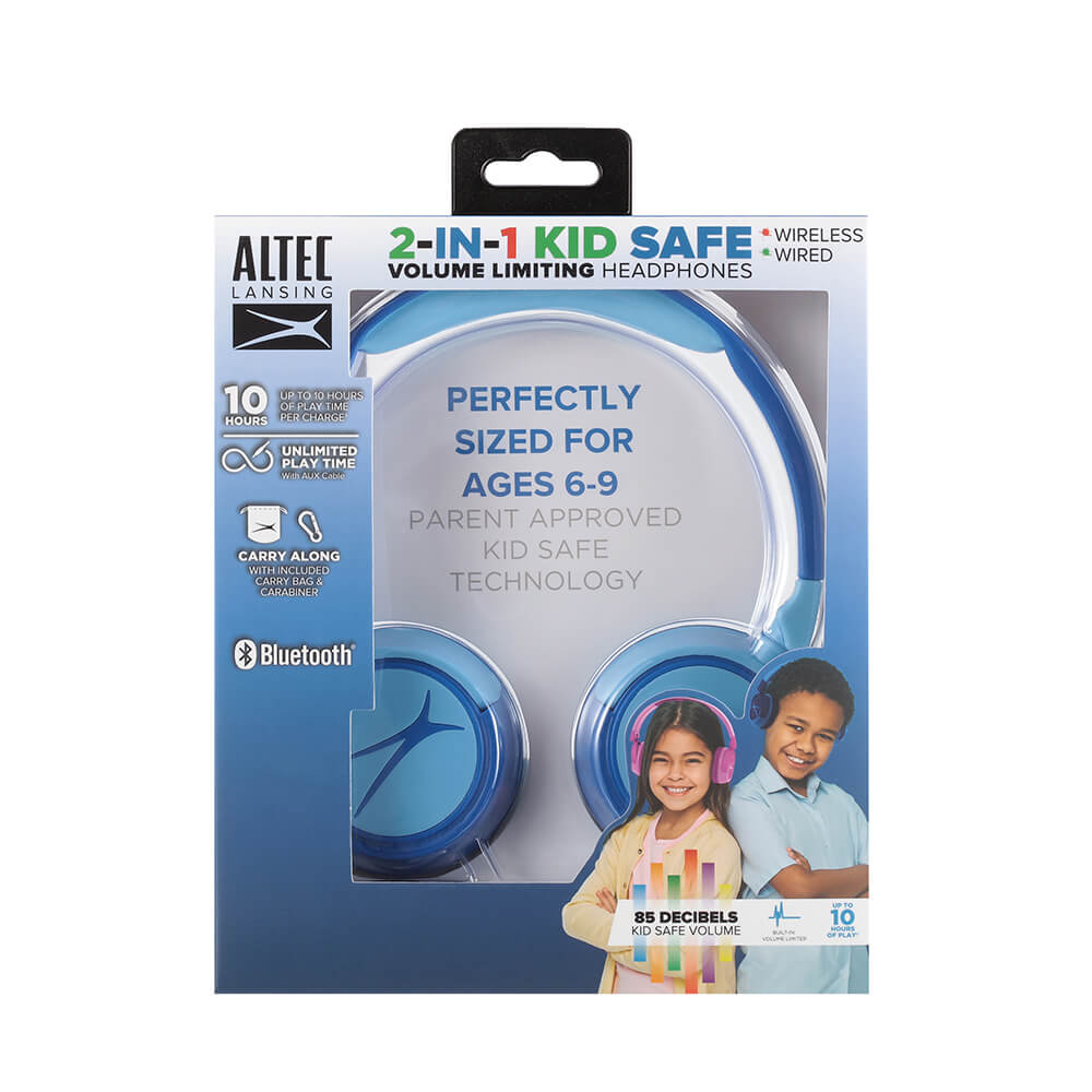 Kabellose On-Ear Kinderkopfhörer 2-in-1 blau