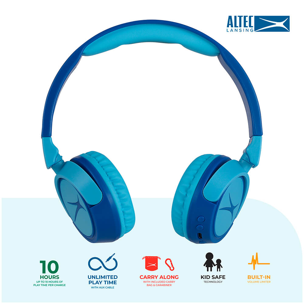 Kabellose On-Ear Kinderkopfhörer 2-in-1 blau