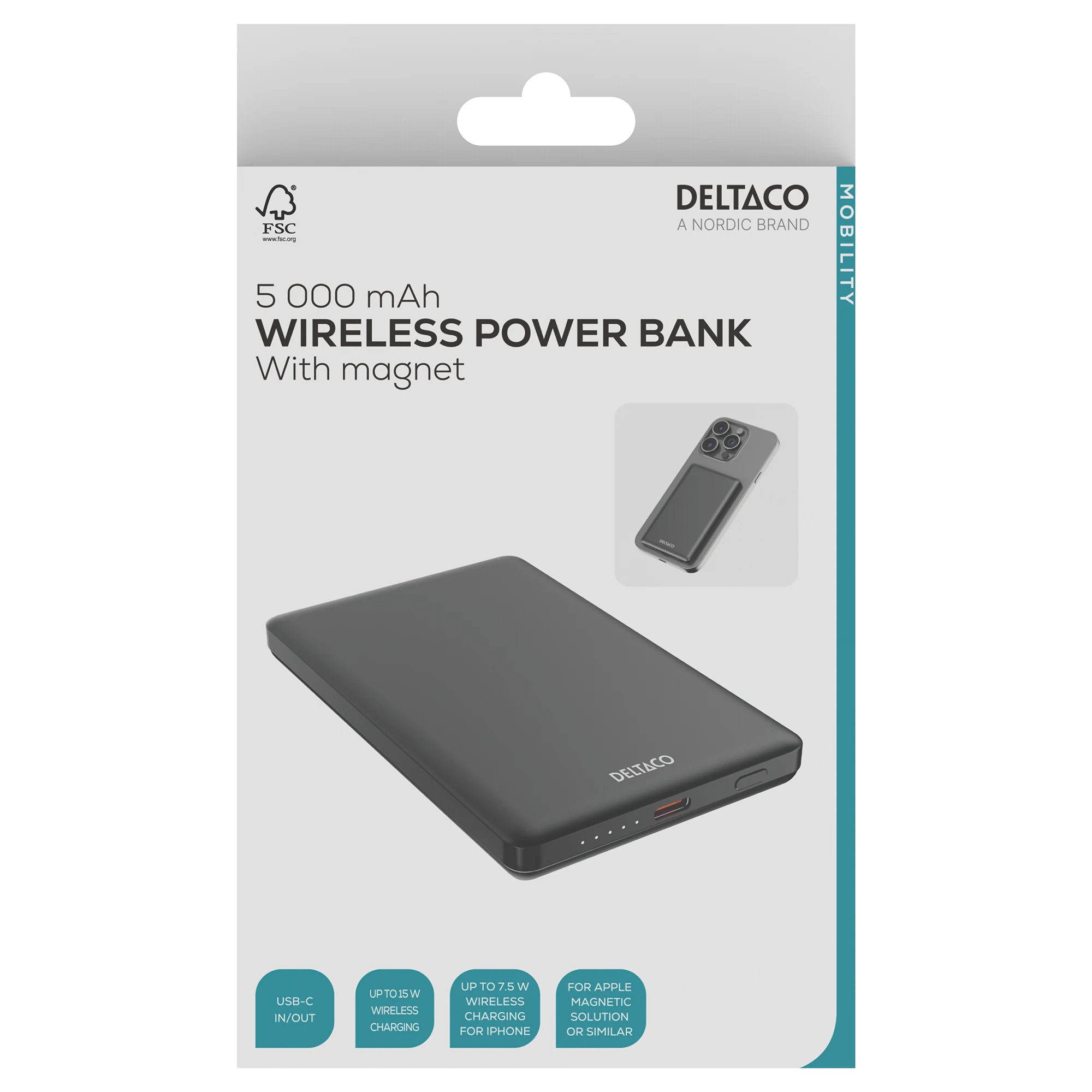 Drahtlose MagSafe Powerbank 5000 mAh schwarz