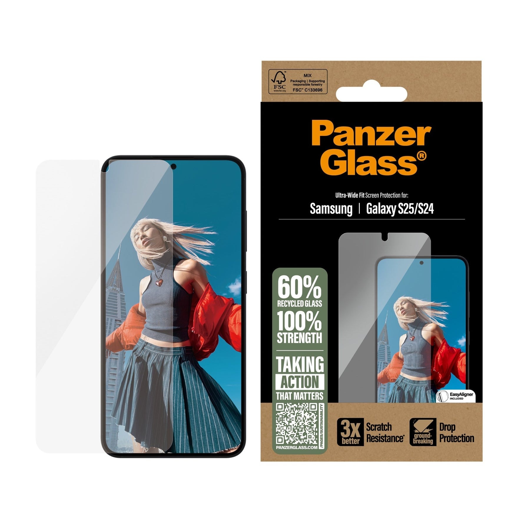 Samsung Galaxy S25 Displayschutz (mit EasyAligner) Ultra Wide Fit