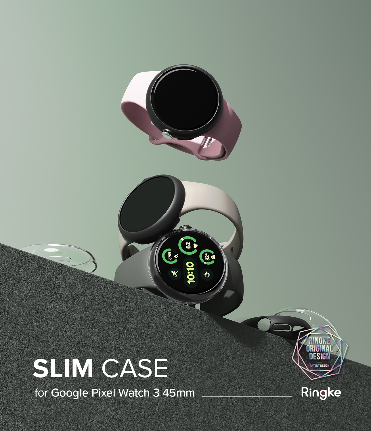 Slim Case (2 Stück) Google Pixel Watch 3 XL 45mm Matte Black & Clear