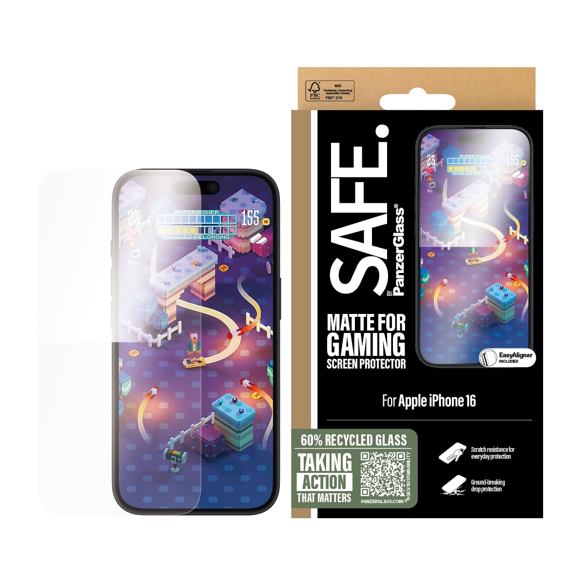 iPhone 16 Gaming Displayschutz Ultra Wide Fit (with EasyAligner)