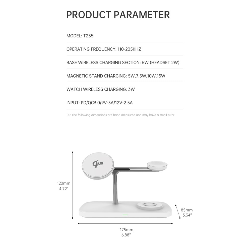 3-in-1 Qi2 MagSafe Kabellose Ladestation weiß