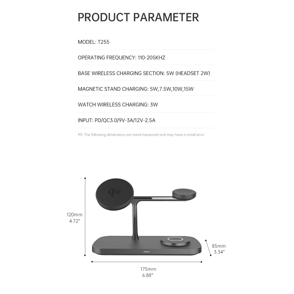 Samsung Galaxy S25 3-in-1 Qi2 Magnetische Kabellose Ladestation schwarz