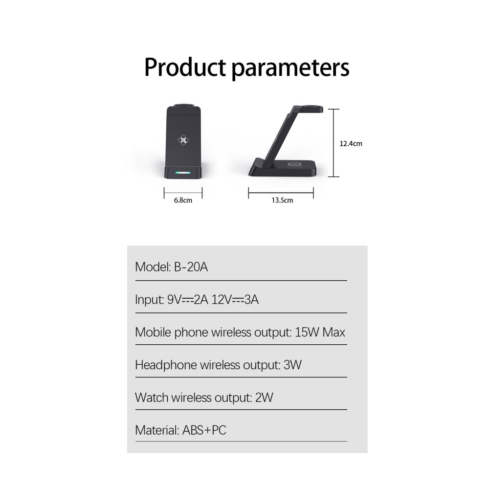 3-in-1-Wireless-Ladestation für Samsung schwarz