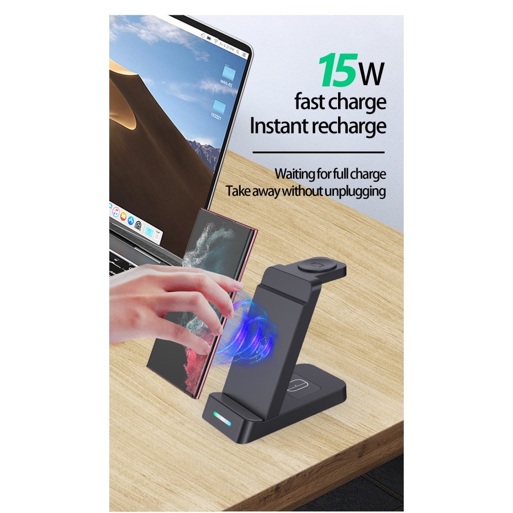 3-in-1-Wireless-Ladestation für Samsung schwarz