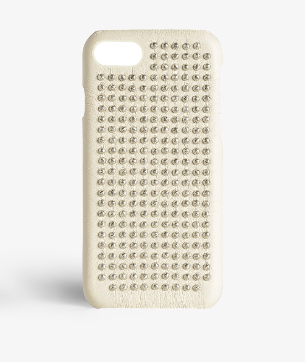 iPhone SE 2020 Hülle Borchie Nappa Ivory Silver Studs