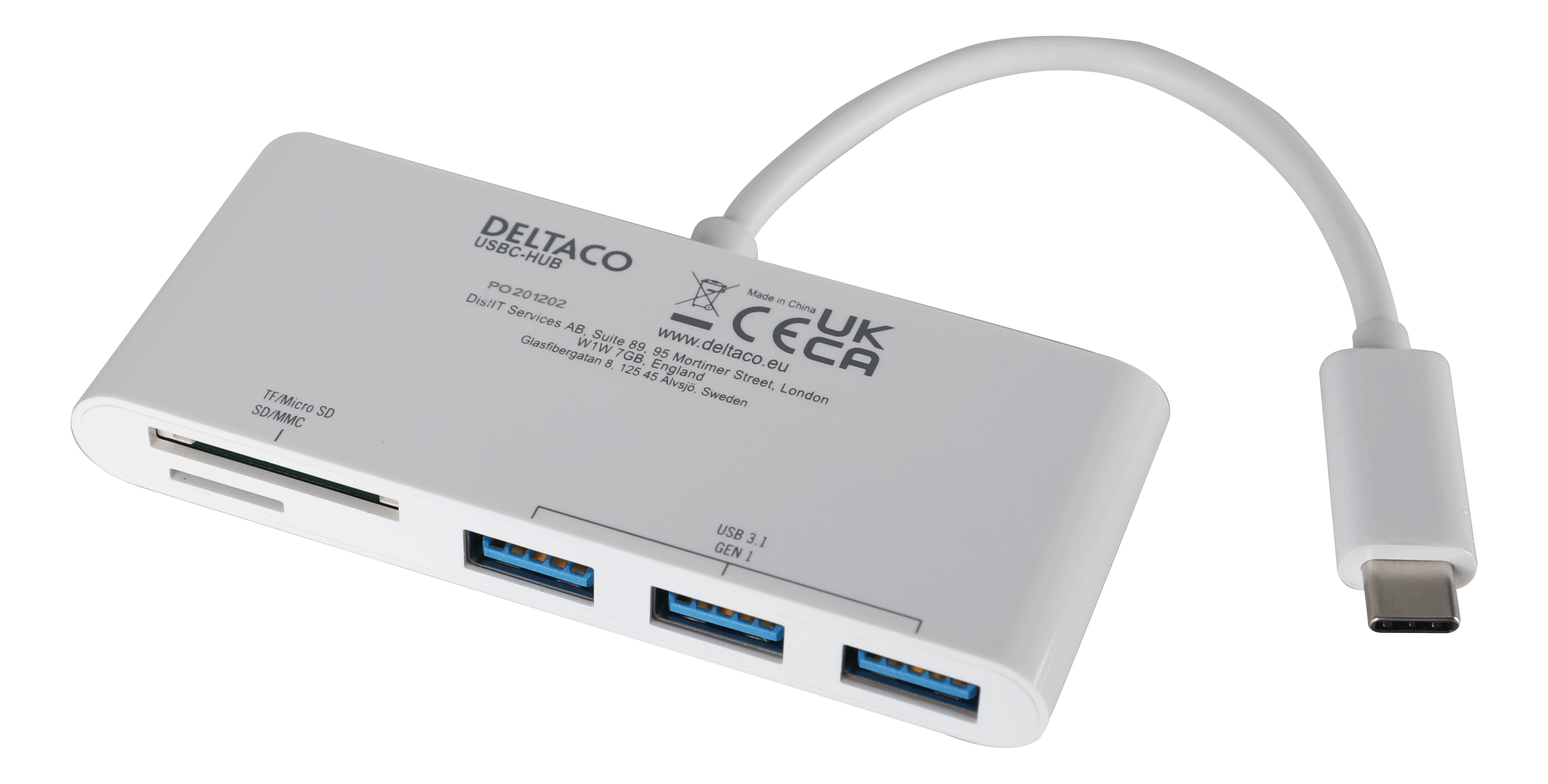 USB-C Hub 3x USB-A + SD/microSD weiß