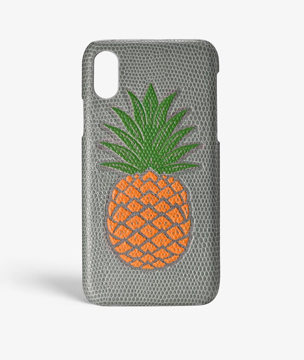 iPhone X/XS Hülle Pineapple Orange Lizard Grey